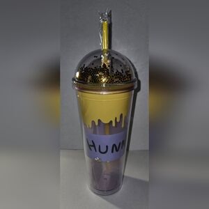 Yellow and Purple Tumbler with Straw
